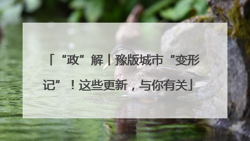 “政”解丨豫版城市“变形记”！这些更新，与你有关