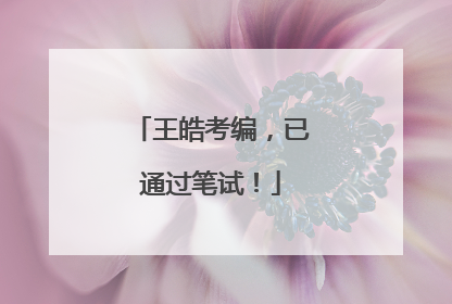 王皓考编，已通过笔试！
