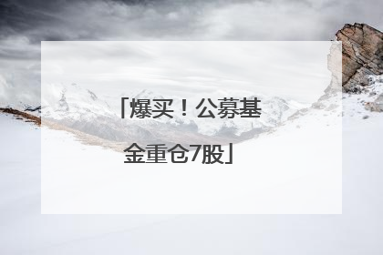 爆买！公募基金重仓7股
