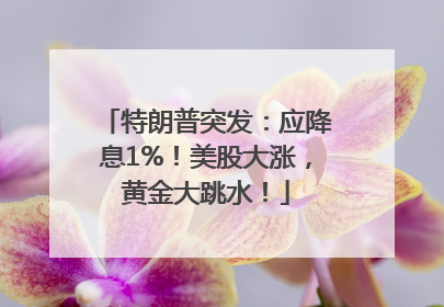 特朗普突发：应降息1%！美股大涨，黄金大跳水！
