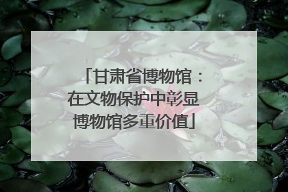 甘肃省博物馆：在文物保护中彰显博物馆多重价值