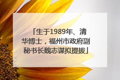 生于1989年、清华博士，福州市政府副秘书长魏志谋拟提拔