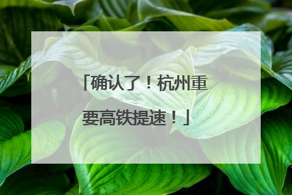 确认了！杭州重要高铁提速！