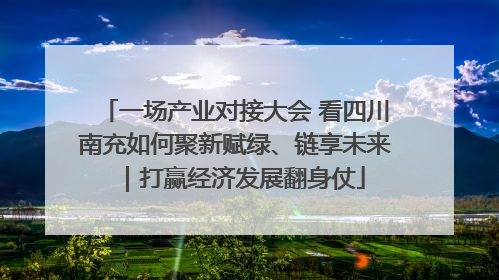 一场产业对接大会 看四川南充如何聚新赋绿、链享未来｜打赢经济发展翻身仗
