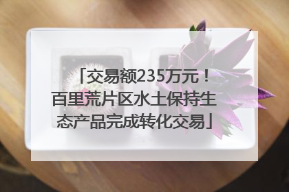 交易额235万元！百里荒片区水土保持生态产品完成转化交易