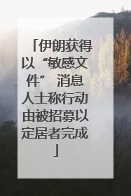 伊朗获得以“敏感文件” 消息人士称行动由被招募以定居者完成