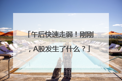 午后快速走弱！刚刚，A股发生了什么？