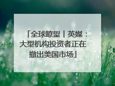 全球瞭望丨英媒：大型机构投资者正在撤出美国市场