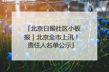北京日报社区小板报｜北京全市上汛！责任人名单公示