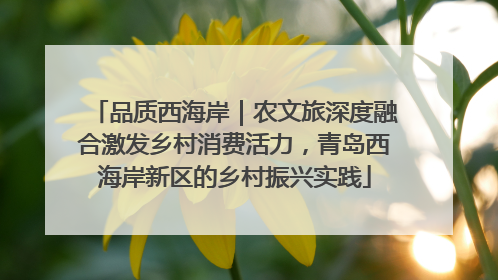 品质西海岸｜农文旅深度融合激发乡村消费活力，青岛西海岸新区的乡村振兴实践