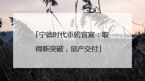宁德时代重磅官宣：取得新突破，量产交付