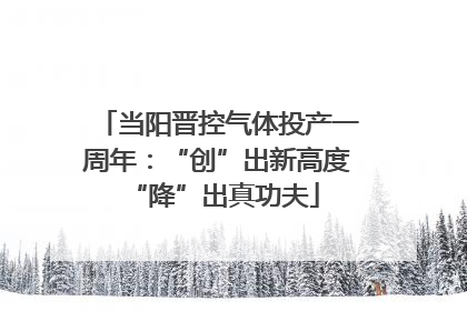 当阳晋控气体投产一周年：“创”出新高度 “降”出真功夫
