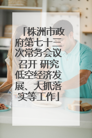 株洲市政府第七十三次常务会议召开 研究低空经济发展、大抓落实等工作