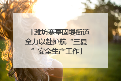 潍坊寒亭固堤街道全力以赴护航“三夏”安全生产工作