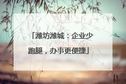 潍坊潍城：企业少跑腿，办事更便捷
