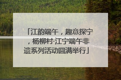 江韵端午，趣意探宁，杨柳村·江宁端午非遗系列活动圆满举行