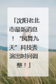 沈阳老北市最新消息！“凤舞九天”科技秀演出时间调整！