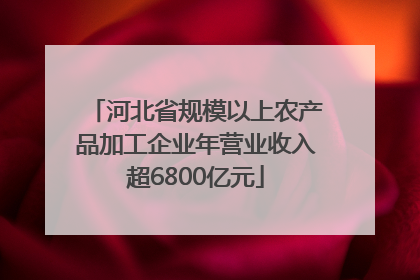 河北省规模以上农产品加工企业年营业收入超6800亿元