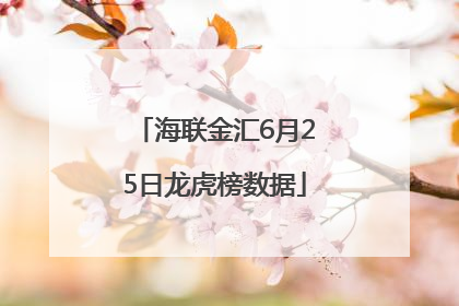 海联金汇6月25日龙虎榜数据