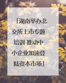 湖南举办北交所上市专题培训 推动中小企业加速登陆资本市场
