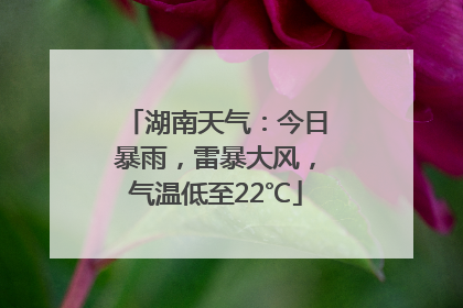 湖南天气：今日暴雨，雷暴大风，气温低至22℃