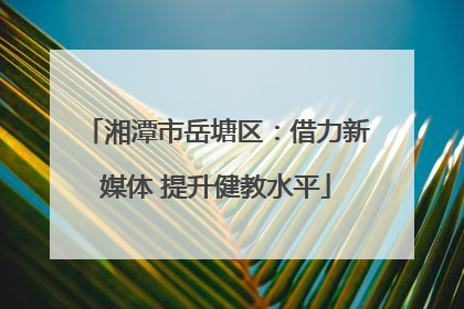 湘潭市岳塘区：借力新媒体 提升健教水平