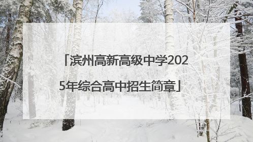 滨州高新高级中学2025年综合高中招生简章