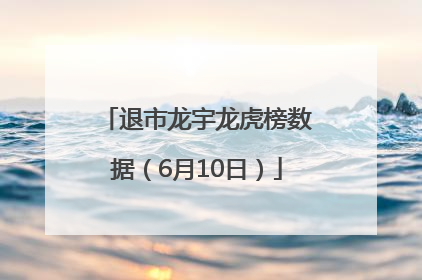 退市龙宇龙虎榜数据（6月10日）