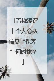 青椒漫评丨个人隐私信息“裸奔”何时休？