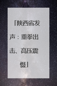 陕西省发声：重拳出击、高压震慑