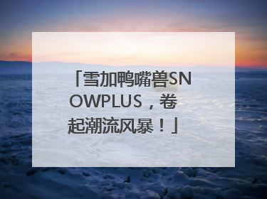 雪加鸭嘴兽SNOWPLUS，卷起潮流风暴！