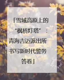 雪域高原上的“枫桥灯塔”：青海吉迈派出所书写新时代警务答卷