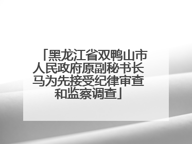 黑龙江省双鸭山市人民政府原副秘书长马为先接受纪律审查和监察调查