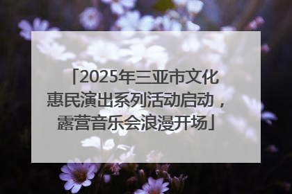 2025年三亚市文化惠民演出系列活动启动，露营音乐会浪漫开场