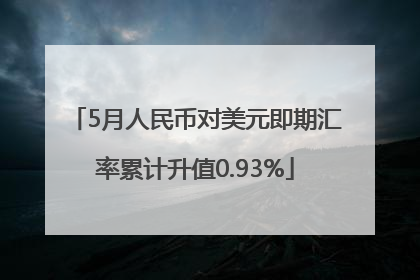 5月人民币对美元即期汇率累计升值0.93%